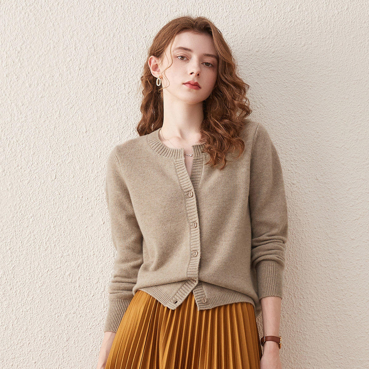 Material: Crafted from 100% Merino Wool. Buttoned Round Neck: Exquisitely crafted to complement the neckline