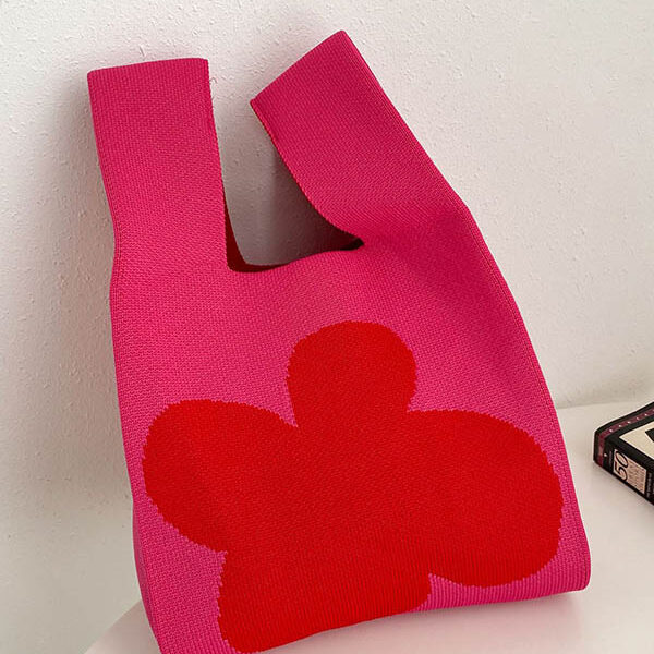 Flower Contrast Color Knitting Bags Accessories FUSCHIA-One_size SkuCY-!114785MaterialDacron FeatureContrast Color OccasionCasual