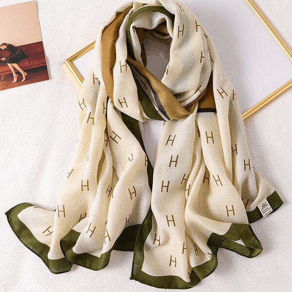 H Print Warm Sun-Proof Silk Scarf BEIGE-FREE SIZE SkuCY-!67495MaterialPolyester FeaturePrinting