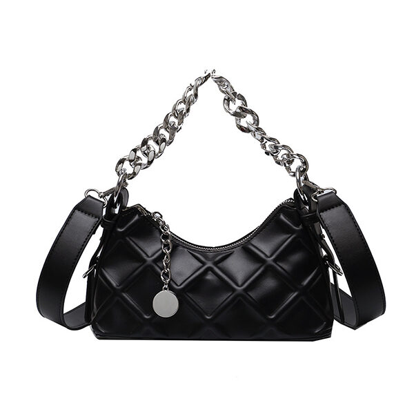PU Chains Shiny Shoulder Bag Handbag BLACK-One_size SkuCY-!115371MaterialPU LiningPolyester