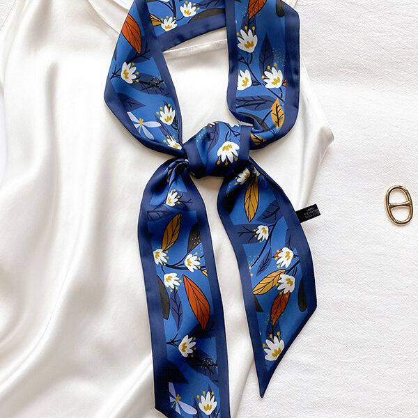 Chic Silk Imitation Floral Printed Scarf NAVY BLUE-One_size SkuCY-!112009MaterialSilk Imitation FeatureFloral Printed OccasionUrban