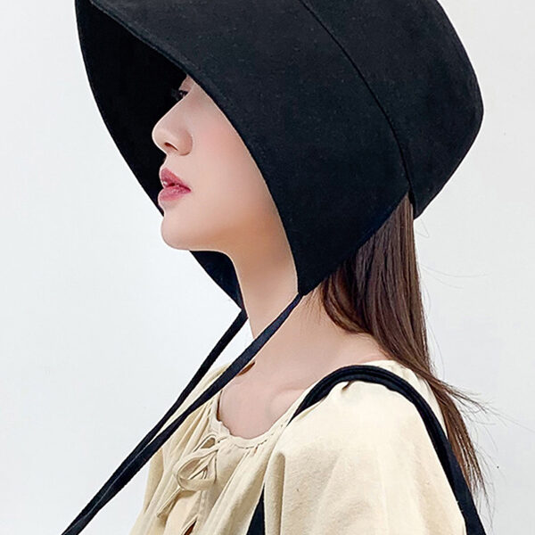 Going Out Solid Color Sun Protection Fisherman Hat BLACK-One_size SkuCY-!100265Material>70%Cotton FeatureTied