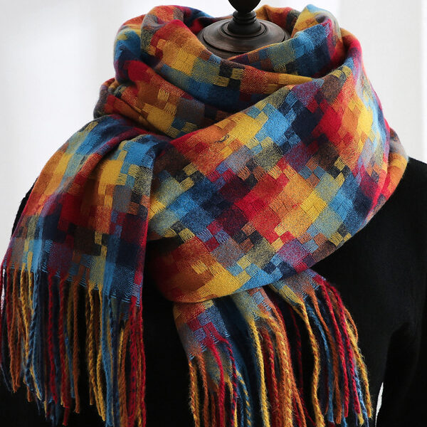 Fashion Warm Tasseled Checkered Shawl&Scarf COLOR-One_size SkuCY-!111884MaterialImitation Cashmere FeatureTasseled