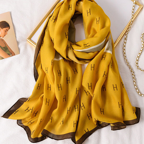 H Print Warm Sun-Proof Silk Scarf YELLOW-FREE SIZE SkuCY-!67495MaterialPolyester FeaturePrinting