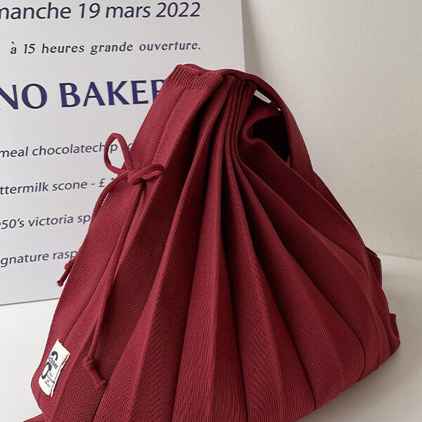 Pleated Solid Color Woven Handbag WINE RED-LARGE SIZE SkuCY-!115248MaterialPolyester