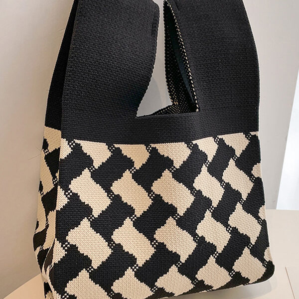 Rhombus Multi-Colored Woven Handbag Bags BLACK-One_size SkuCY-!115304MaterialPolyester FeatureRhombus
