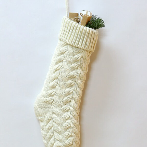 Jacquard Solid Color Christmas Socks Decoration Accessories WHITE-One_size SkuCY-!112156MaterialAcrylic