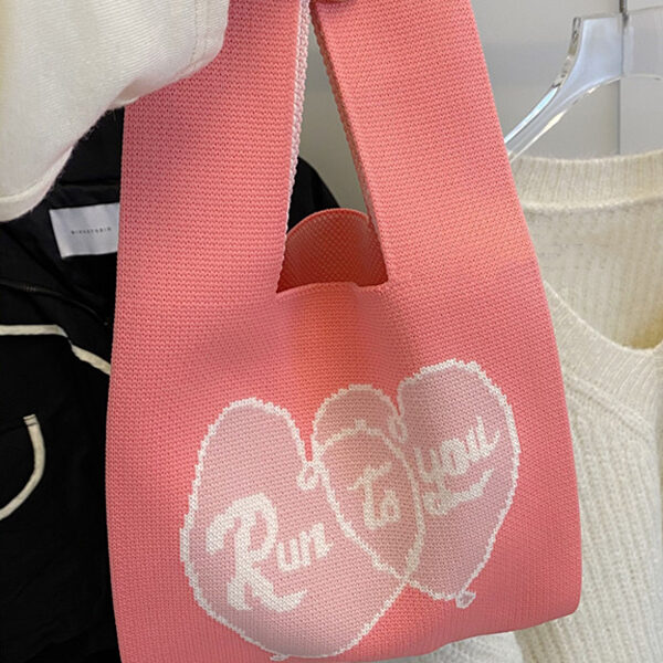 Heart Print Woven Handbag Bags Accessories PINK-One_size SkuCY-!116002MaterialPolyester FeatureHeart Print OccasionGoing out