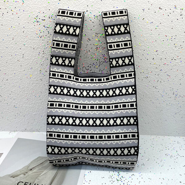 Cute Contrast Color Woven Handbag Bags LIGHT GREY-One_size SkuCY-!116626MaterialPolyester LiningPolyester FeatureContrast Color