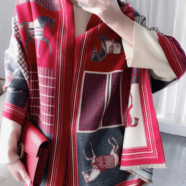 Imitation Cashmere Warm Wagon Scarf RED-FREE SIZE SkuCY-!69988MaterialImitated Cashmere StyleLoose FeaturePrinted
