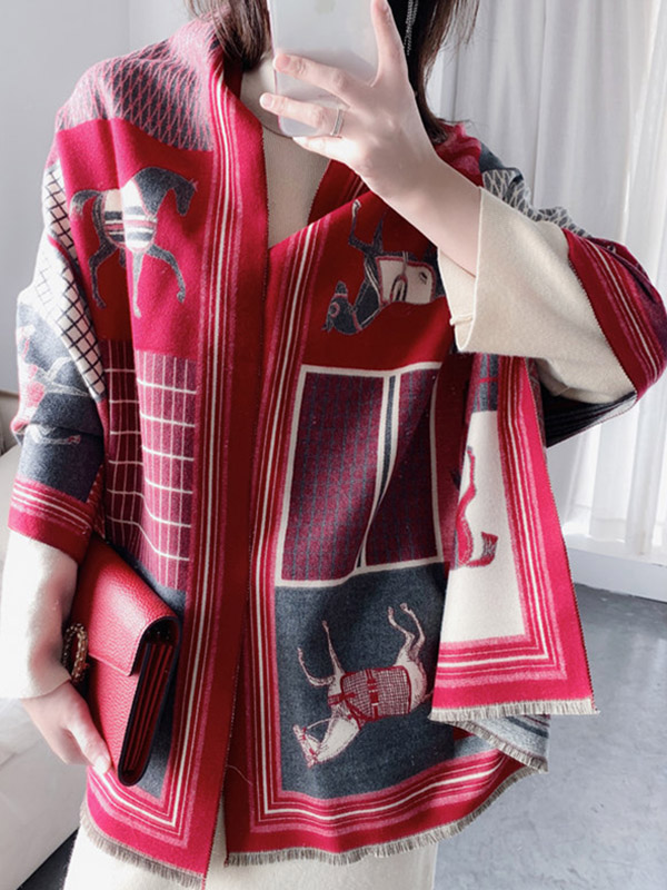 SkuCY-!69988MaterialImitated Cashmere StyleLoose FeaturePrinted