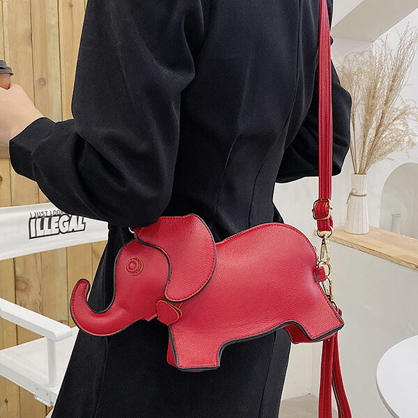 PU Elephant Shape Shoulder Bag Handbag RED-One_size SkuCY-!100016MaterialPU FeatureAnimal Shape