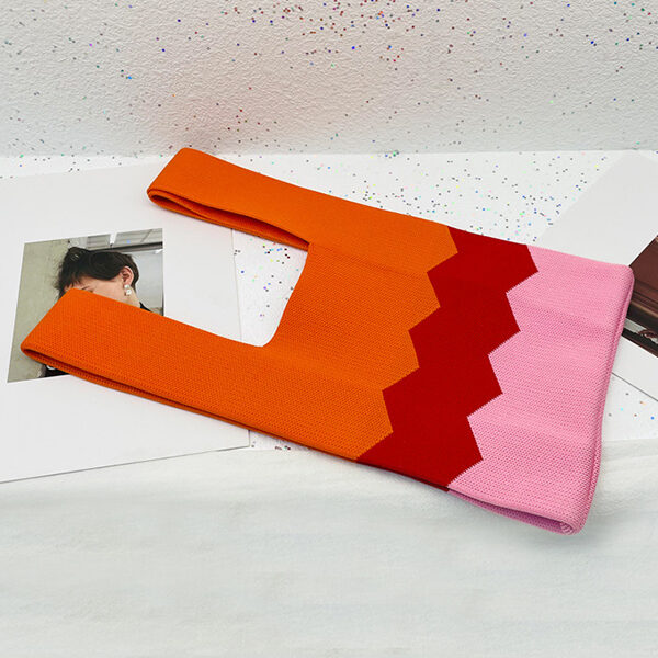 Cute Contrast Color Woven Handbag Bags ORANGE-One_size SkuCY-!116631MaterialPolyester LiningPolyester FeatureContrast Color