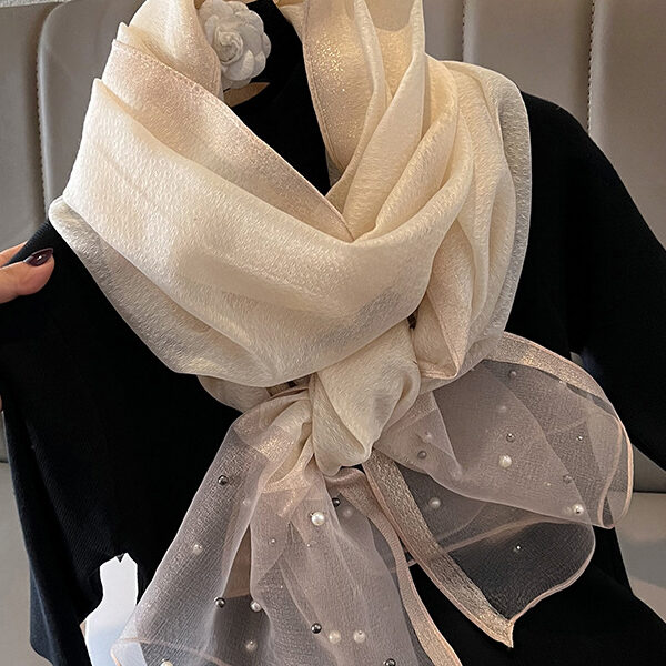 Sun-Protection Beaded See-Through Shawl&Scarf BEIGE-One_size SkuCY-!115300MaterialSilk Imitation StyleSun-protection FeatureBeaded