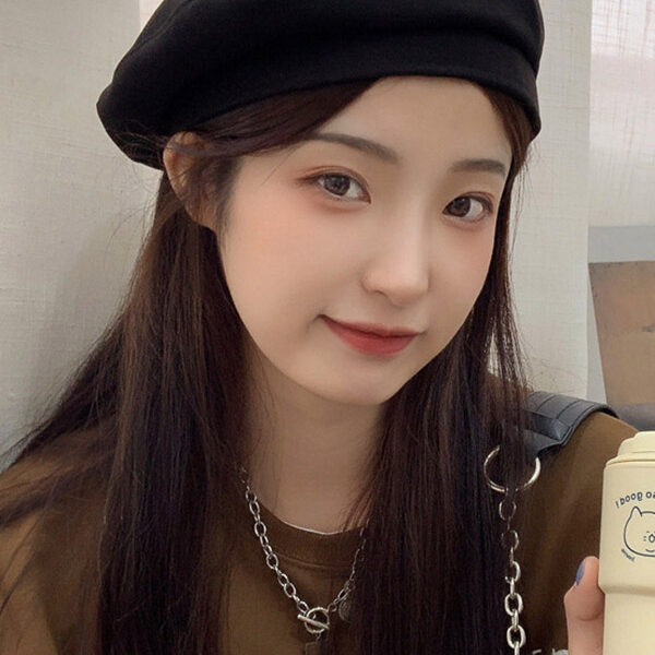 Casual Simple Woolen 5 Colors Beret Hat BLACK-FREE SIZE SkuCY-!95843MaterialWoolen