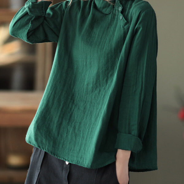 SkuCY-!85376MaterialRamie Cotton StyleLong Sleeves FeatureSolid Color NecklineLapel OccasionCasual