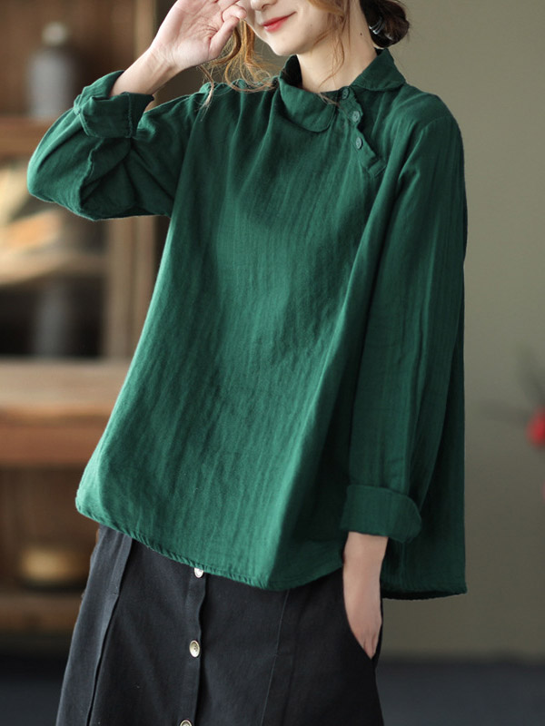 SkuCY-!85376MaterialRamie Cotton StyleLong Sleeves FeatureSolid Color NecklineLapel OccasionCasual