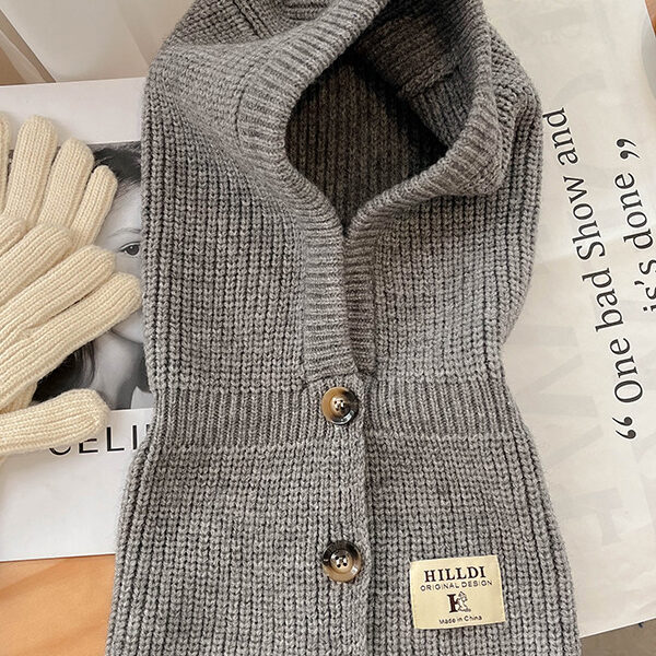 Simple Buttoned Keep Warm Solid Color Hats&Caps GRAY-One_size SkuCY-!112636MaterialAcrylic