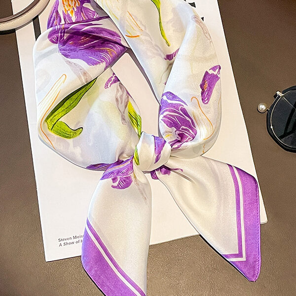 Floral Printed Contrast Color Shawl&Scarf PURPLE-One_size SkuCY-!115053MaterialSilk Imitation FeatureFloral Printed