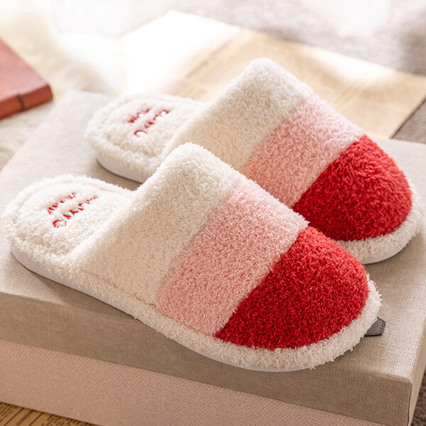Indoor Non-Slip Keep Warm Striped Slippers RED-40-41 SkuCY-!110280MaterialPVC