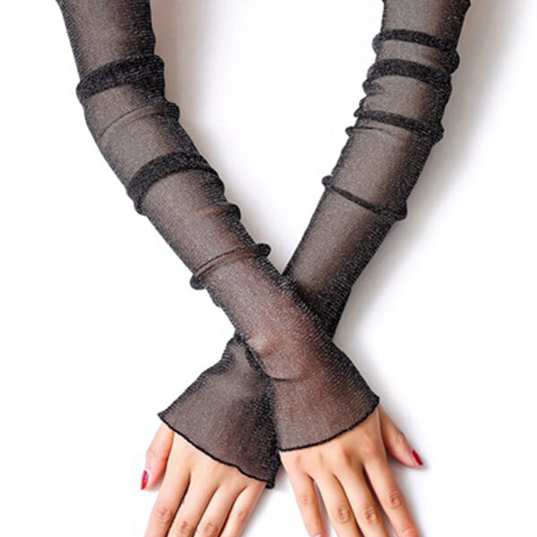 Sun Protection Mesh Solid Color Sleevelet BLACK-One_size SkuCY-!103420MaterialChinlon