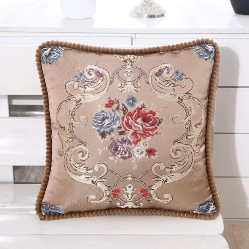 Floral Embroidered Pillow Case COFFEE-LARGE SIZE Sku CY-!26894 Material Spandex Style Square Feature Printed