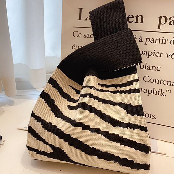Knitting Checkerboard Zebra-Stripe Striped Bags Accessories Handbags Zebra-Stripe-One_size SkuCY-!112630MaterialPolyester