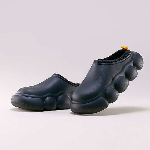 Home Wear Non-Slip Keep Warm Velvet Waterproof Solid Color Slippers BLACK-44-45 SkuCY-!111393Material EVA