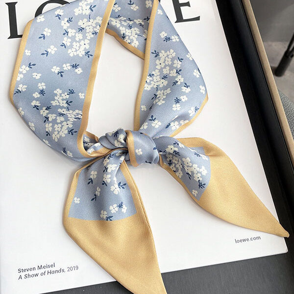 Floral Printed Contrast Color Shawl&Scarf LIGHT BLUE-One_size SkuCY-!115302MaterialPolyester FeatureFloral Printed