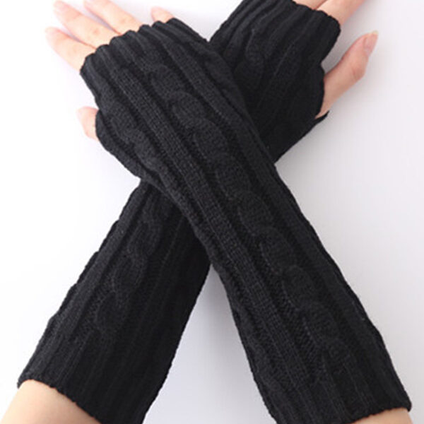 Jacquard 5 Colors Knitting Sleevelet BLACK-FREE SIZE SkuCY-!97052MaterialKnitting FeatureKeep Warm