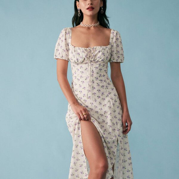 Fabric:This midi dress is made of Polyester. Polyester is a man-made fiber that feels soft