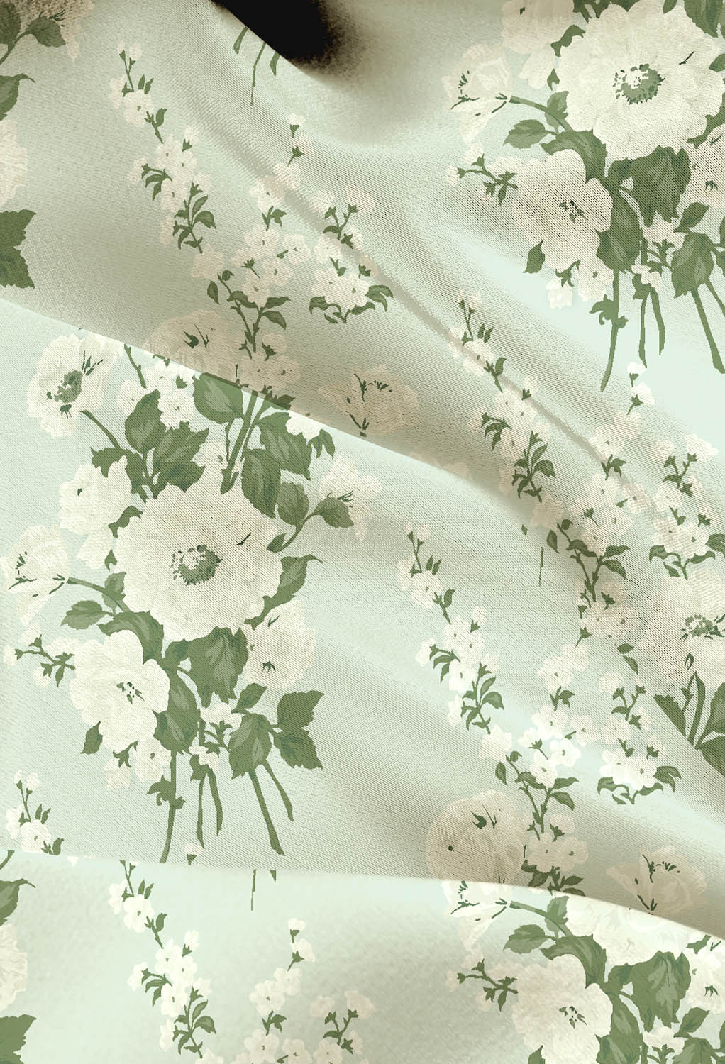 AW Satin Charmeuse Fabric for Fashion Dress Mottled Moss Green