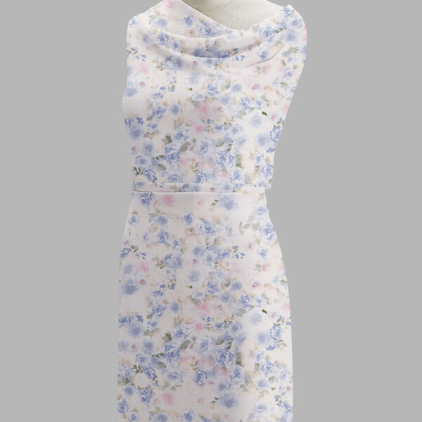 AW Chiffon Fabric for Fashion Dress Azure Purple Print