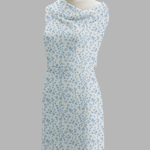 AW Chiffon Fabric for Fashion Dress Skyblue Star Floral