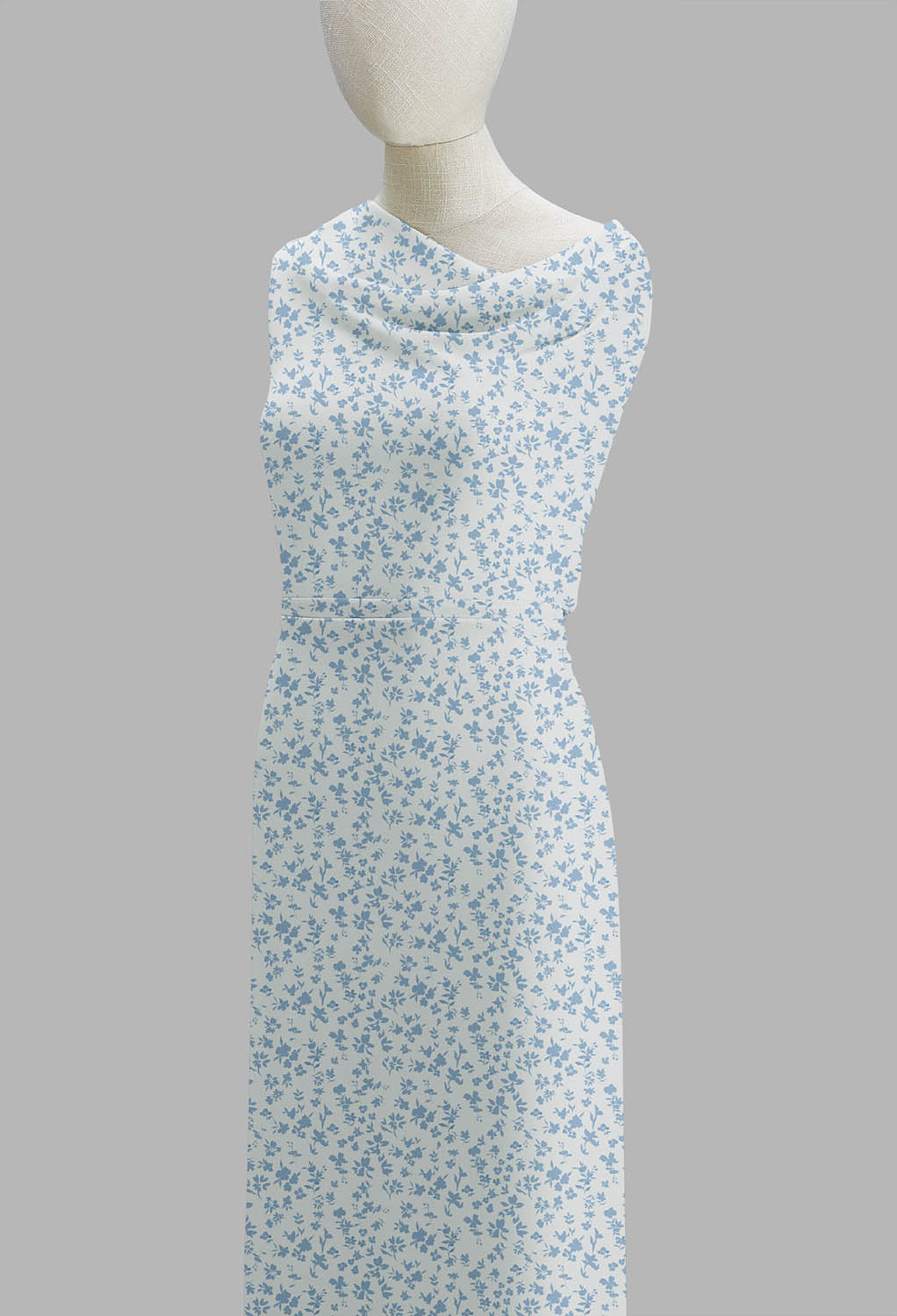 AW Chiffon Fabric for Fashion Dress Skyblue Star Floral