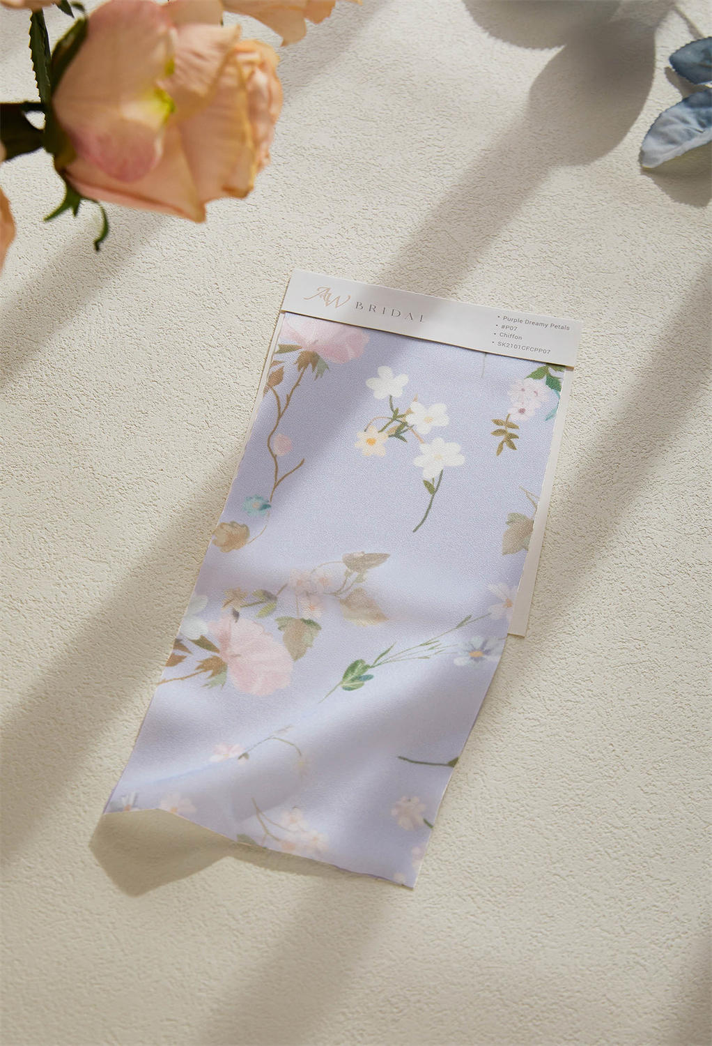 AW Chiffon Swatches for Bridal Dresses Purple Dreamy Petals