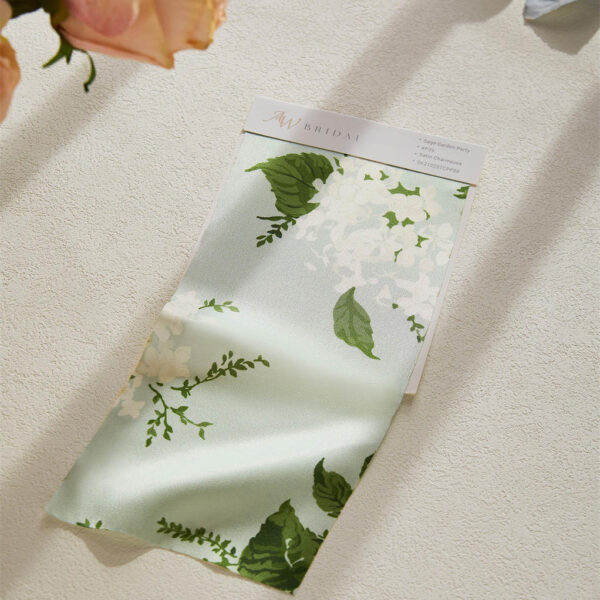 AW Satin Charmeuse Floral Swatches Sage Garden Party