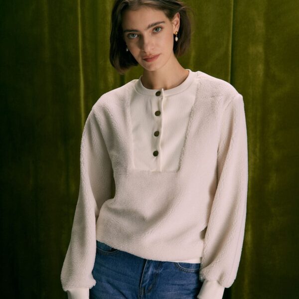 Fabric:This Button Sweatshirt is made of Polyester. Polyester is an artificial fiber that feels soft