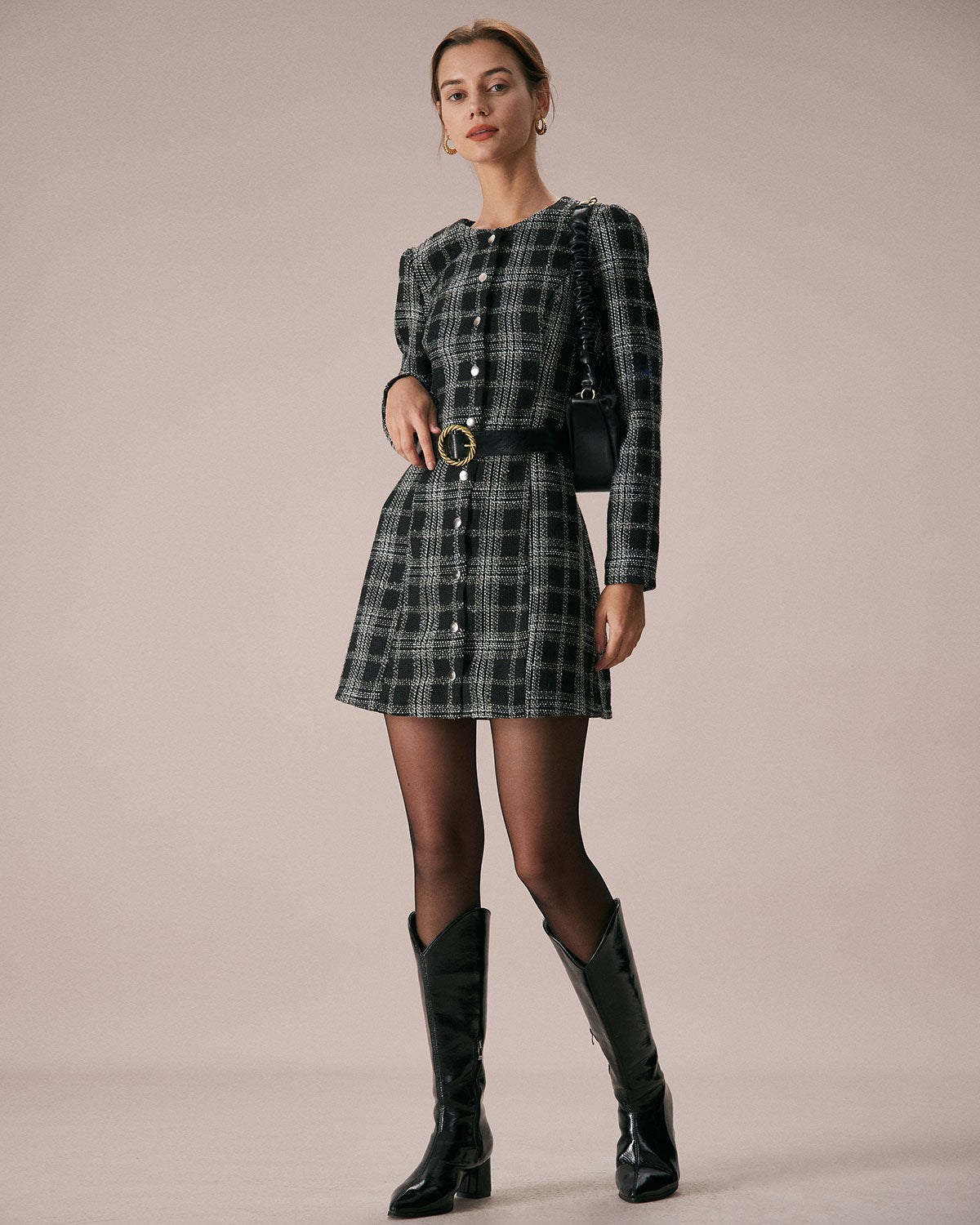 Fabric:This Plaid Mini Dress is made of Polyester. Polyester is an artificial fiber that feels soft