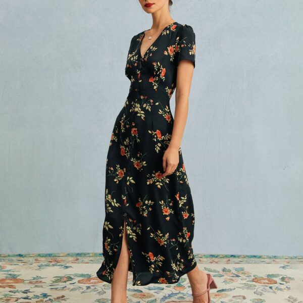 Fabric:This Short Sleeve Maxi Dress is made of Polyester. Polyester is an artificial fiber that feels soft