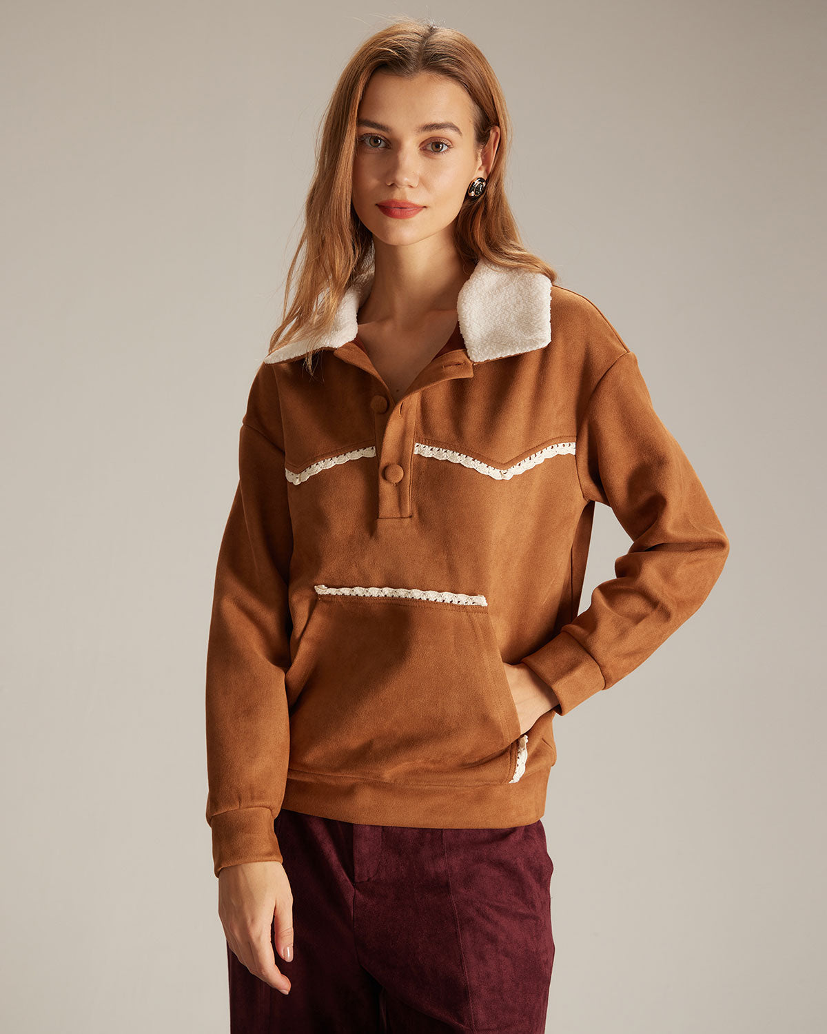 Details:- Brown- Daily- Pockets- Button- Lapel- Long Sleeves- Regular- Regular Fit- Slight Stretch- 97% Polyester