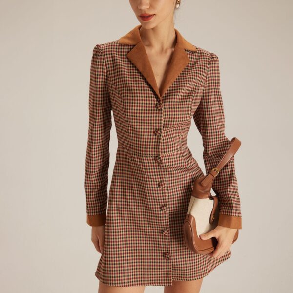 Fabric:This Plaid Mini Dress is made of Polyester and Spandex. Polyester is an artificial fiber that feels soft