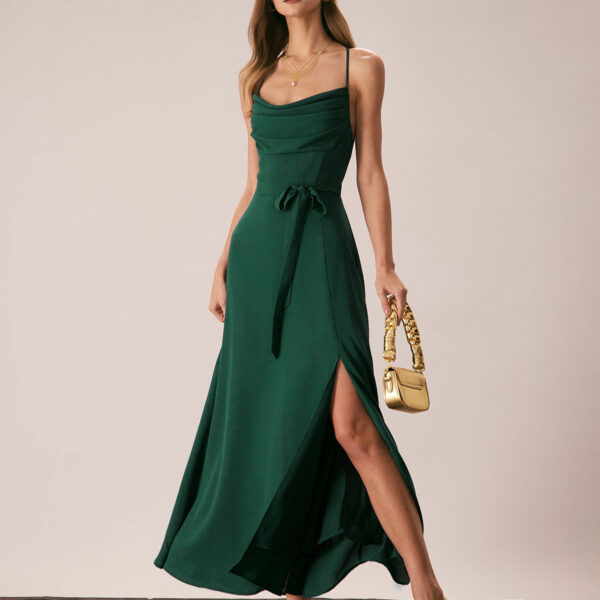 Fabric:This Ruched Maxi Dress is made of Polyester. Polyester is an artificial fiber that feels soft