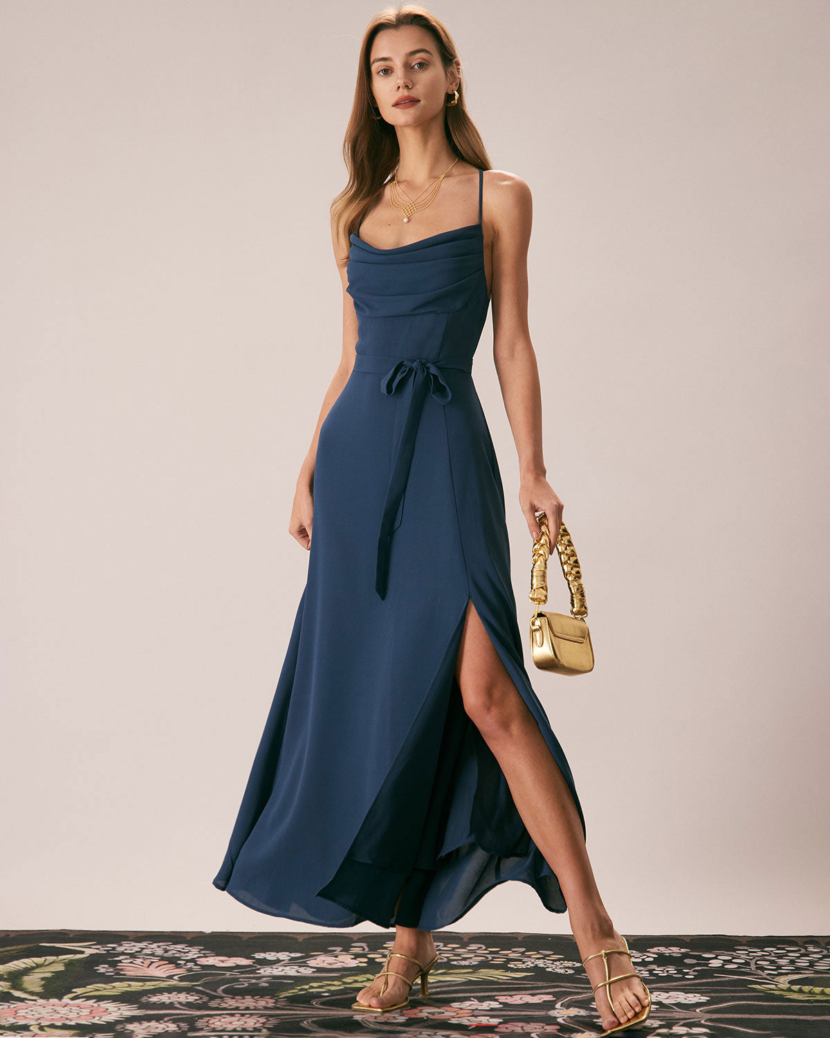 Fabric:This Ruched Maxi Dress is made of Polyester. Polyester is an artificial fiber that feels soft