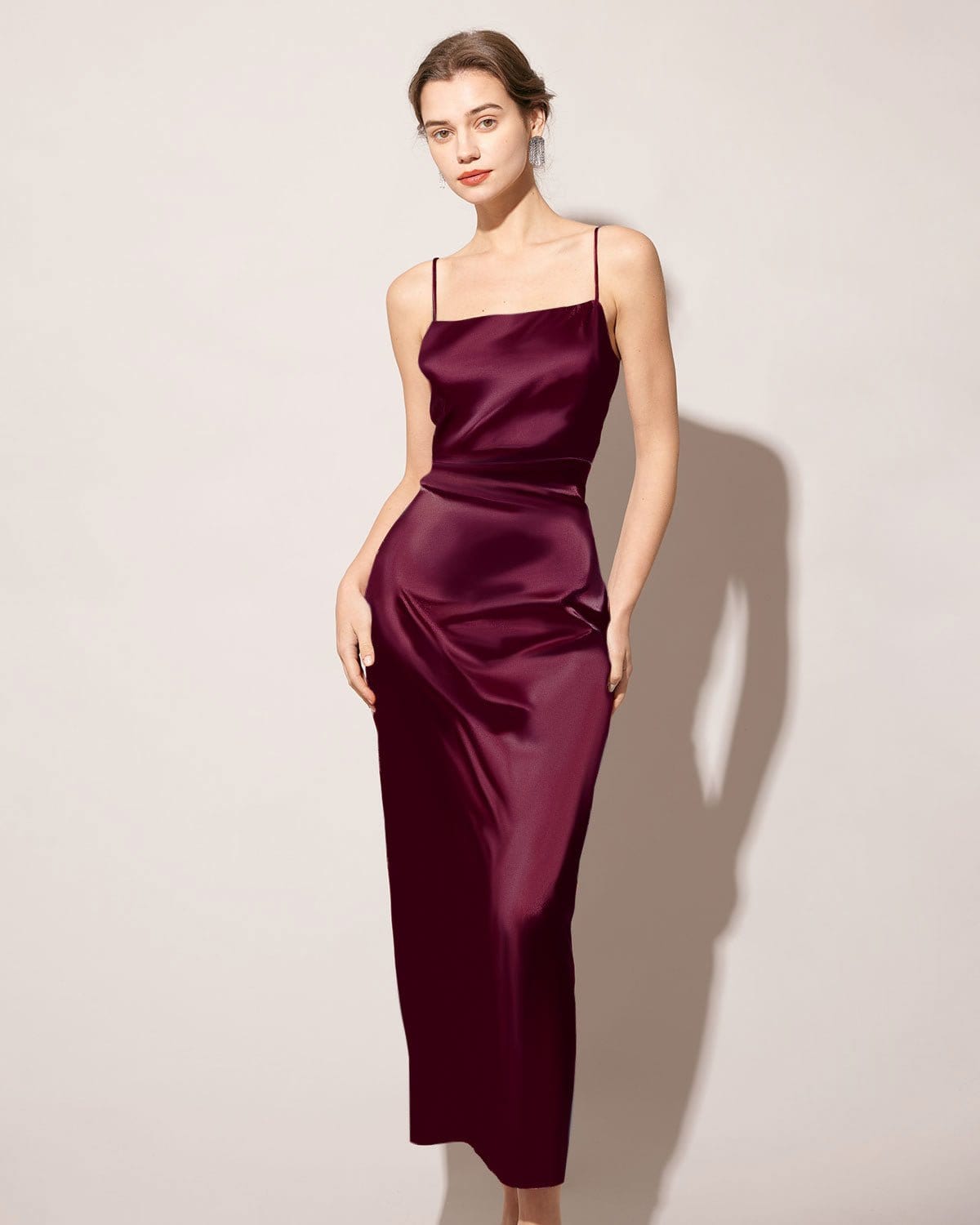Fabric:This Satin Maxi Dress is made of Polyester. Polyester is an artificial fiber that feels soft