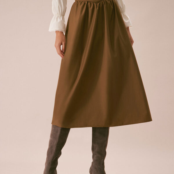 Details:- Khaki- Daily- Pockets- Pleated- Solid Color- Elastic Waist- High Waisted- Regular Fit- 70% Polyester