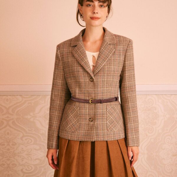 Details:- Khaki- Daily- Plaid- Button- Pockets- Lapel- Long Sleeves- Single Breasted- Regular Fit- No Stretch- 100% Polyester- Machine wash or professional dryFabric:This Lapel Blazer is made of Polyester. Polyester is an artificial fiber that feels soft