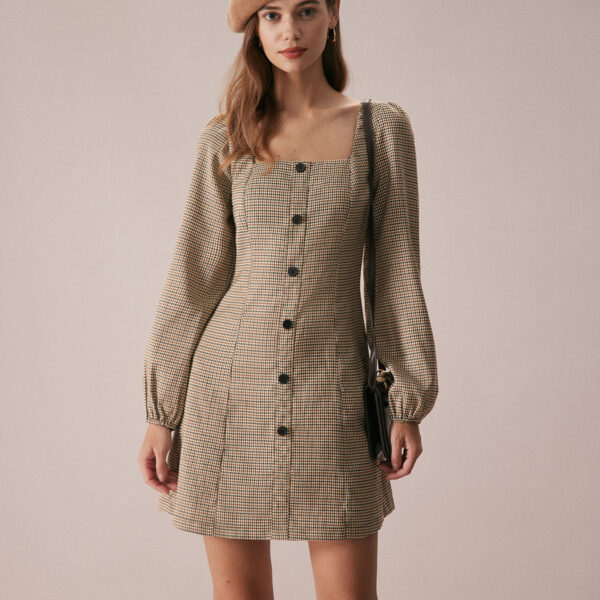 Fabric:This Plaid Mini Dress is made of Polyester and Spandex. Polyester is an artificial fiber that feels soft