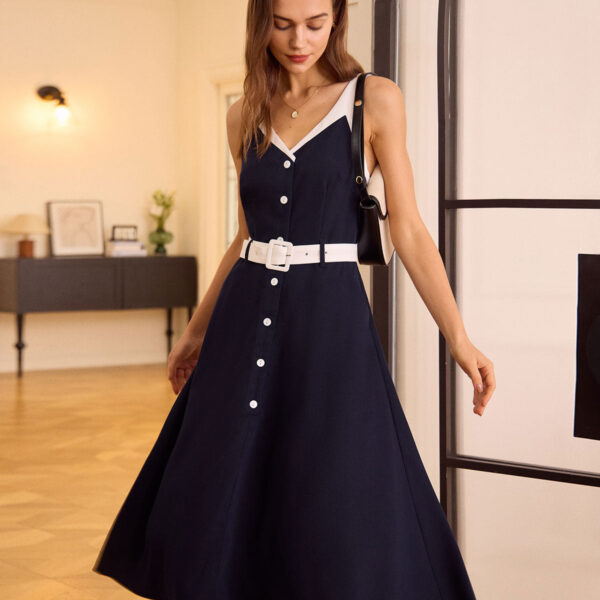 Fabric:This Colorblock Midi Dress is made of Polyester