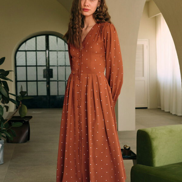 Fabric:This Long Sleeve Midi Dress is made of Polyester. Polyester is an artificial fiber that feels soft